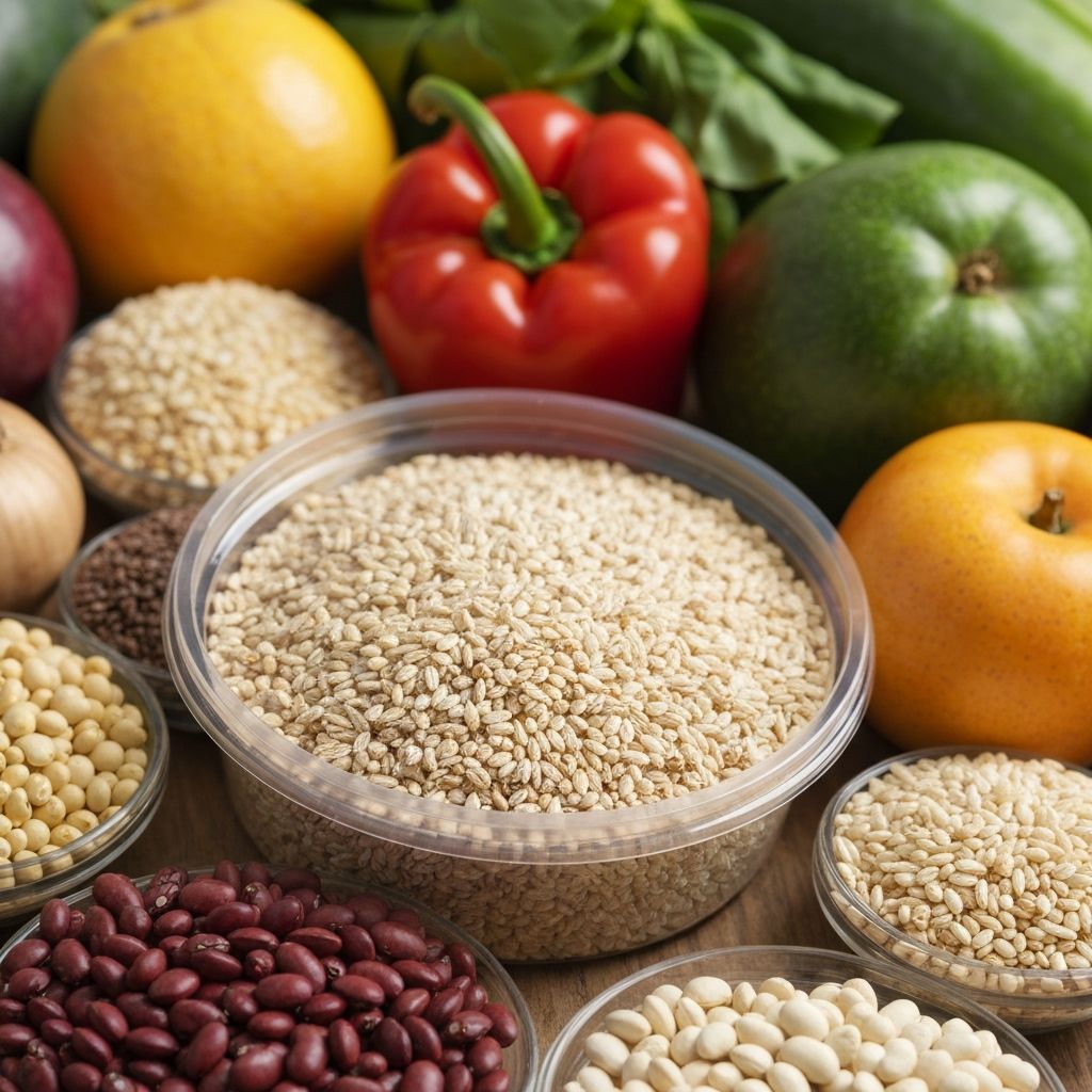 Naturalne produkty spożywcze z widocznymi etykietami