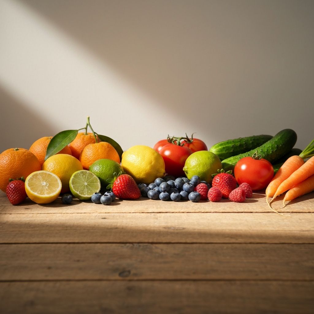 Świeże owoce cytrusowe i warzywa bogate w witaminy